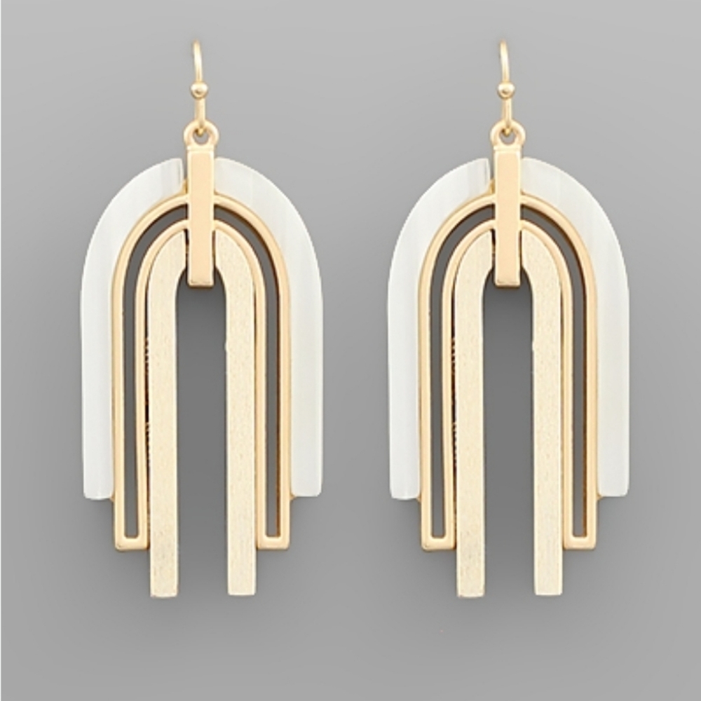 Wooden and Acrylic Arch Earring